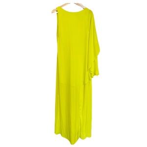 BCBG MaxAzria Janus One Draped Sleeve Neon Bright Lime Color Dress